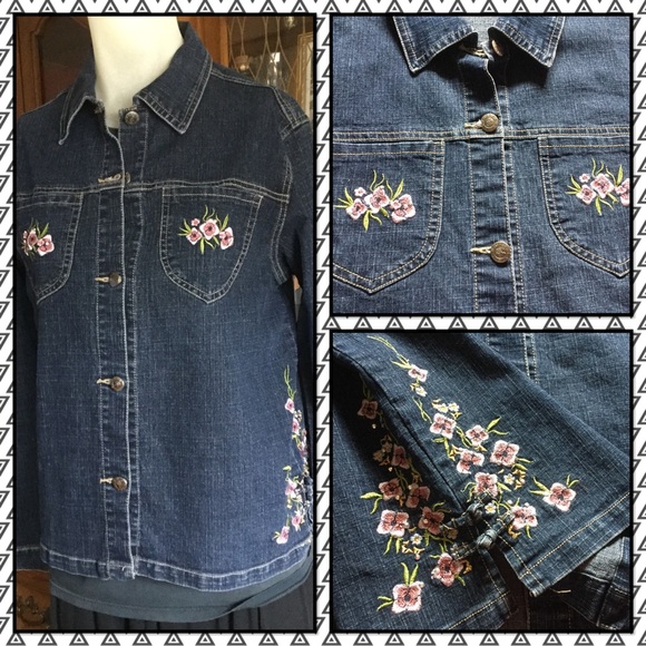 Flowers embroidered denim jacket - Picture 3 of 3